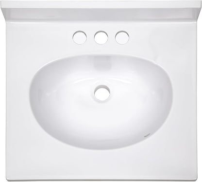 Design House Cultured Marble Vanity Top, 19 in W x 17 in D, Integrated 4 in Centerset Oval Sink & Backsplash, Solid White, 586172