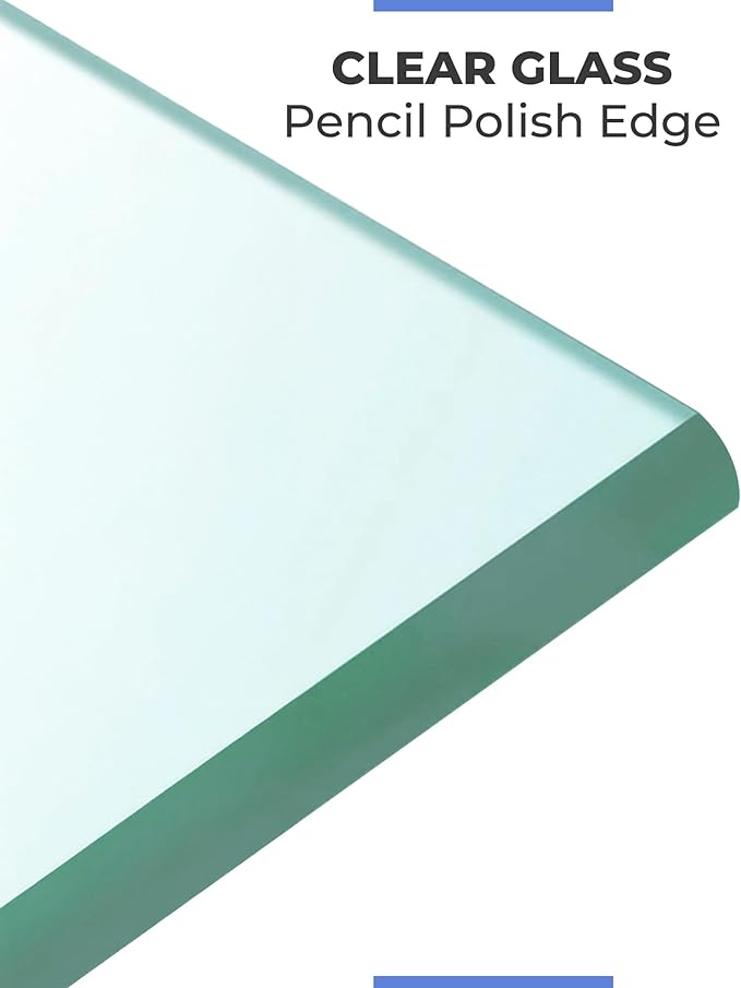 Clear Rectangle Tempered Glass Table Top 20" x 36", 3/8" Thick Pencil polished Edge, Scratch Resistant, Easy Clean Replacement for Dining, Coffee, or Office Tables – Fab Glass and Mirror