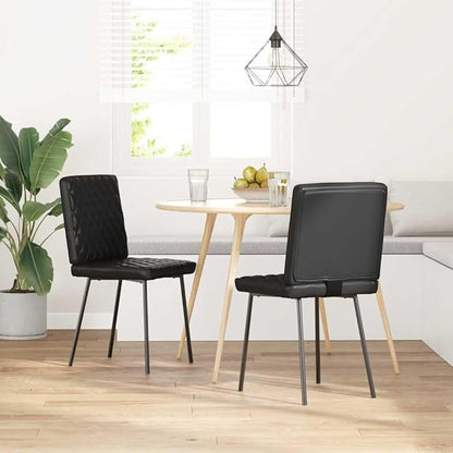 Black Faux Leather Dining Chairs Set of 2 Modern Farmhouse Style Kitchen & Living Room Furniture with Metal Wood Frame and Foam Cushion