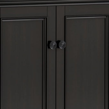 SIMPLIHOME Amherst Storage Cabinet - 66 inch Wide Solid Wood 4-Shelf Sideboard Cabinet in Hickory Brown, Transitional Buffet for Living Room or Dining Room with 4 Doors and Adjustable Shelves
