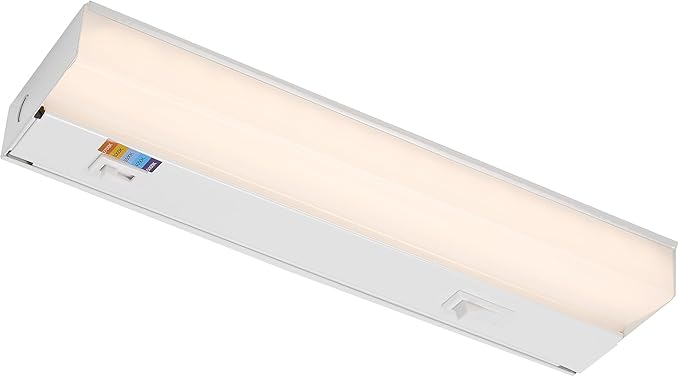 Maxxima 12 in. Hardwired LED Under Cabinet Light - 300 Lumens, 5 CCT, Color Temperature Slide Control, 2700K/3000K/3500K/4000K/5000K, Kitchen and Indoor Lighting Fixture, White, On/Off Switch