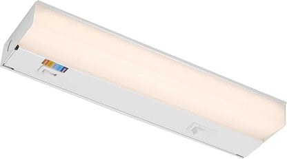 Maxxima 12 in. Hardwired LED Under Cabinet Light - 300 Lumens, 5 CCT, Color Temperature Slide Control, 2700K/3000K/3500K/4000K/5000K, Kitchen and Indoor Lighting Fixture, White, On/Off Switch