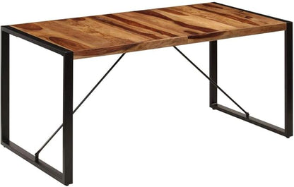 Industrial Solid Acacia Wood Dining Table, Rectangular Design for Dining Room & Kitchen Spaces, Comfortably Seats 6 People