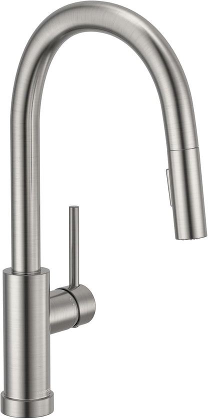 Lava Odoro Brushed Nickel Kitchen Faucet with Pull Down Sprayer, Modern Kitchen Sink Faucet Single Hole Faucet for Kitchen Sink with 2-Function Spray Head, KF1120-BN