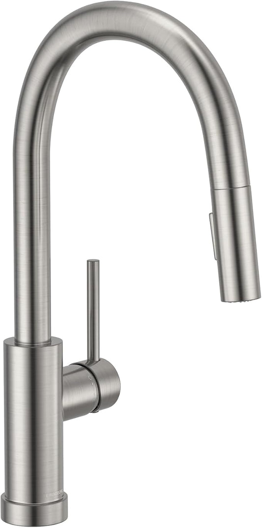Lava Odoro Brushed Nickel Kitchen Faucet with Pull Down Sprayer, Modern Kitchen Sink Faucet Single Hole Faucet for Kitchen Sink with 2-Function Spray Head, KF1120-BN