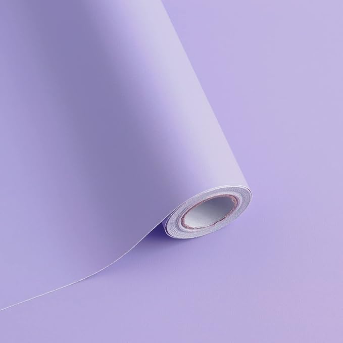 197"x17.7" Purple Peel and Stick Wallpaper Solid Color Wall Paper Contact Paper Self-Adhesive Removable Wallpaper for Wall Cabinet Covering Vinyl Rolls
