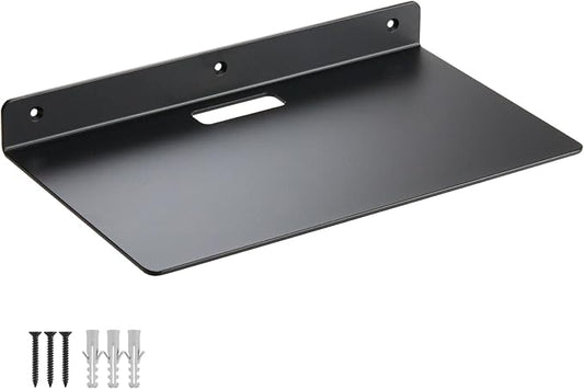 Floating Shelves for Wall, 3.0mm Thick Aluminium Alloy Floating Shelves, Suitable for Bedroom, Living Room, Bathroom, Kitchen, Office Etc(Black, 12 Inch)
