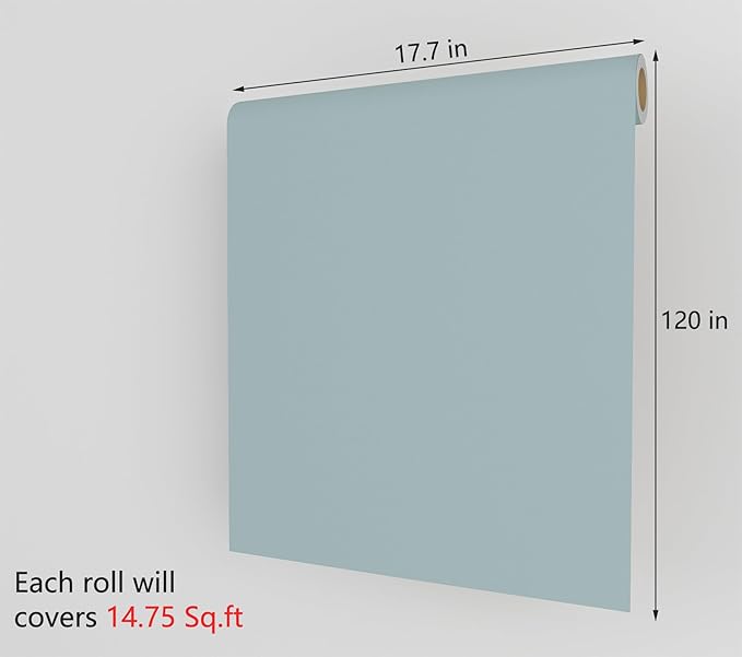 Decotalk Blue Wallpaper Haze Blue Peel and Stick Wallpaper HazeBlue Contact Paper for Cabinets and Drawers 17.7"x120" Contact Paper Peel and Stick Solid Color Vinyl Wrap Removable