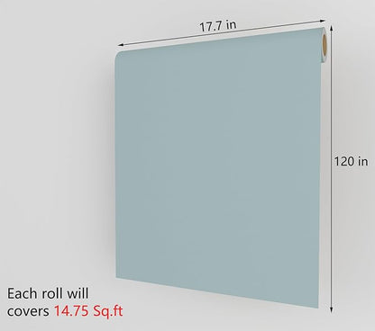 Decotalk Blue Wallpaper Haze Blue Peel and Stick Wallpaper HazeBlue Contact Paper for Cabinets and Drawers 17.7"x120" Contact Paper Peel and Stick Solid Color Vinyl Wrap Removable