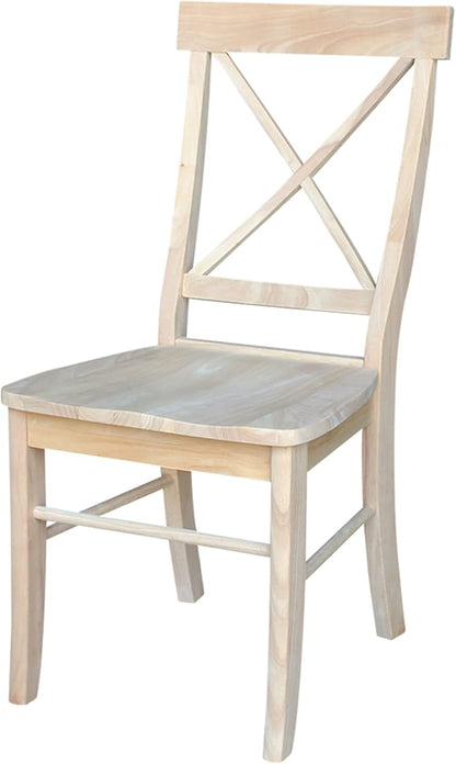 International Concepts X-Back Dining Chairs, Solid Parawood, Unfinished (Set of 2)