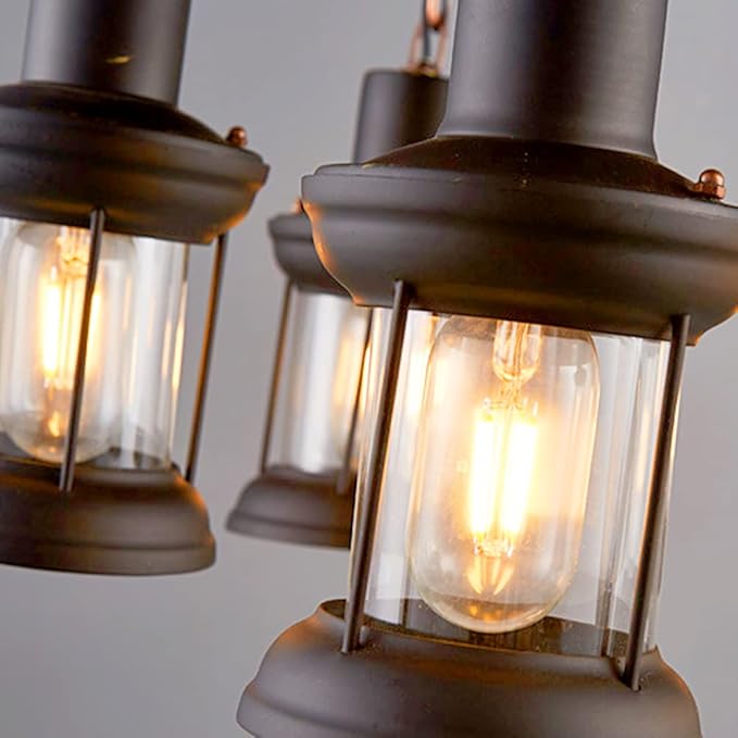 A Million Vintage Industrial Wood Chandelier with 8 Light Rudder Shape, Wood Grain Color, E26 Socket, Adjustable Hanging Chain Rustic Pendant Lighting