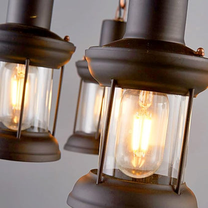 A Million Vintage Industrial Wood Chandelier with 8 Light Rudder Shape, Wood Grain Color, E26 Socket, Adjustable Hanging Chain Rustic Pendant Lighting