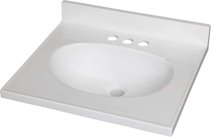 Fine Fixtures Cultured Marble Composite Bathroom Sink Top - Fits Standard 18” Vanity | Elegant and Durable Bathroom Sinks for Modern Homes - Upgrade Your Space - Perfect for Any Bathroom Design