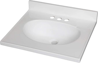 Fine Fixtures Cultured Marble Composite Bathroom Sink Top - Fits Standard 18” Vanity | Elegant and Durable Bathroom Sinks for Modern Homes - Upgrade Your Space - Perfect for Any Bathroom Design