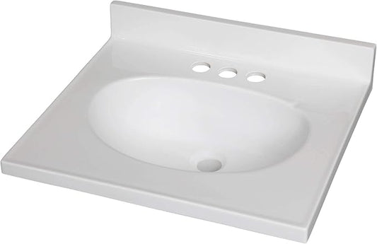 Fine Fixtures Cultured Marble Composite Bathroom Sink Top - Fits Standard 18” Vanity | Elegant and Durable Bathroom Sinks for Modern Homes - Upgrade Your Space - Perfect for Any Bathroom Design
