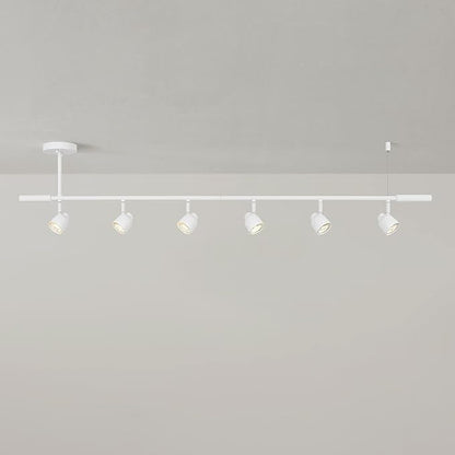 Globe Electric 64000054 6-Light Adjustable Height Track Lighting, Matte White, Pivoting Shades, GU10 Base, Minimalist Ceiling Light for Kitchen or Dining Room, Dimmer Switch Compatible