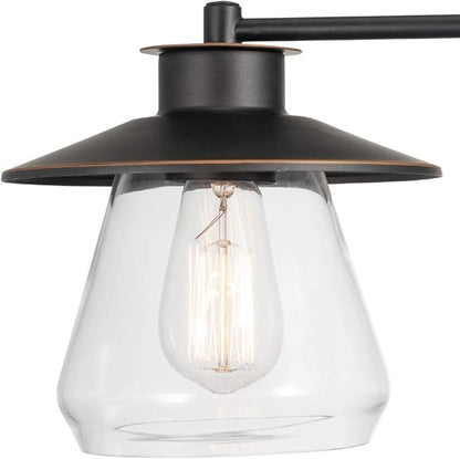 Globe Electric 51543 Nate 1-Light Plug-in or Hardwire Swing Arm Wall Sconce, Oil Rubbed Bronze, Clear Glass Shade, 6ft Black Fabric Covered Cord, Inline On/Off Rocker Switch, Bulb Not Included