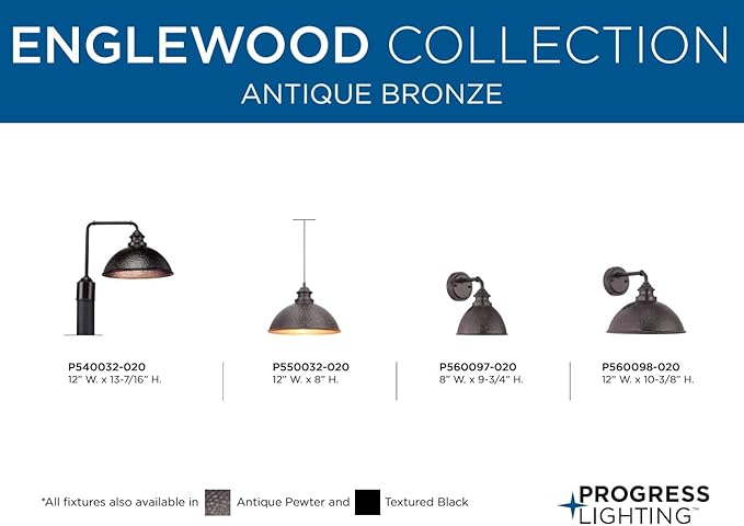 Progress Lighting Englewood Collection 1-Light Farmhouse Outdoor Post Lantern Light Antique Bronze, 13-7/16" x 16" x 12"