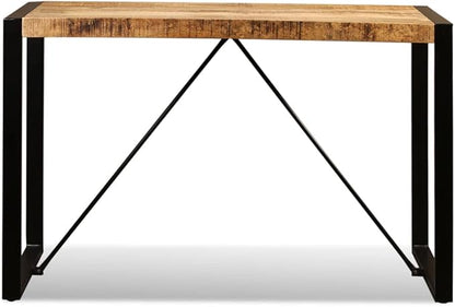 Industrial Dining Table for 4 Solid Mango Wood Rectangular Kitchen Table with Matte Finish Brown and Black 47.2 x 23.6 Inches