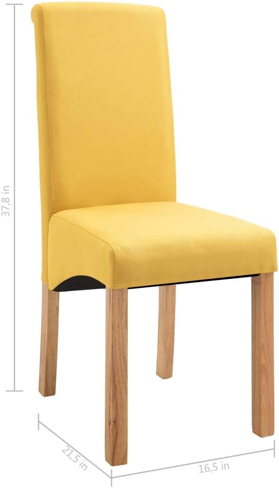 Modern Farmhouse Dining Chairs Set of 4 Yellow Fabric Upholstered Wooden Frame Comfortable Accent Chairs for Kitchen Living Room Furniture