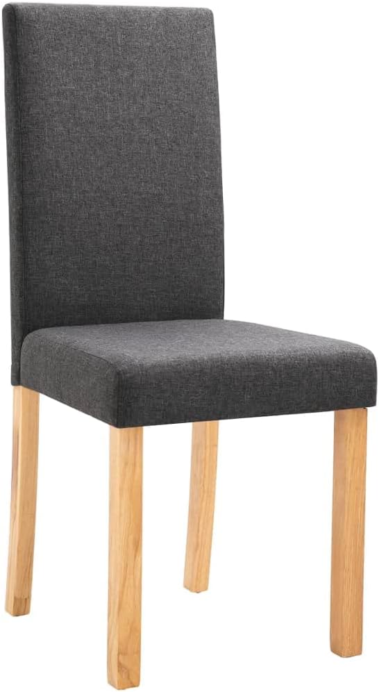 4-Piece Dark Gray Fabric Dining Chairs Set with Rubber Wood Frame, Modern Farmhouse Kitchen Chairs for Dining Room Comfortable Upholstered Seating Furniture