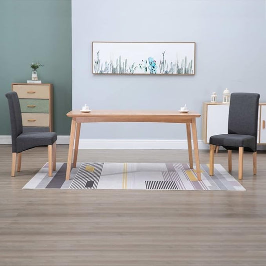 Modern Dining Chairs 2-Piece Set Gray Fabric Upholstered Wooden Frame Accent Chairs for Kitchen Living Room Comfortable Sturdy Furniture