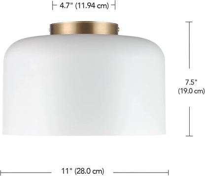GLOBE Electric 65868 Amy 1-Light Matte White Flush Mount Ceiling Light with Inner Frosted Glass Shade, Bulb Not Included