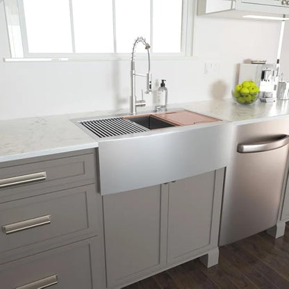 Logmey 36 Inch Drop in Farmhouse Kitchen Sink 36x22 Stainless Steel Workstation Topmount Apron Front Farm Sink 16 Gauge Single Bowl 10" Deep Sinks 36x22x10