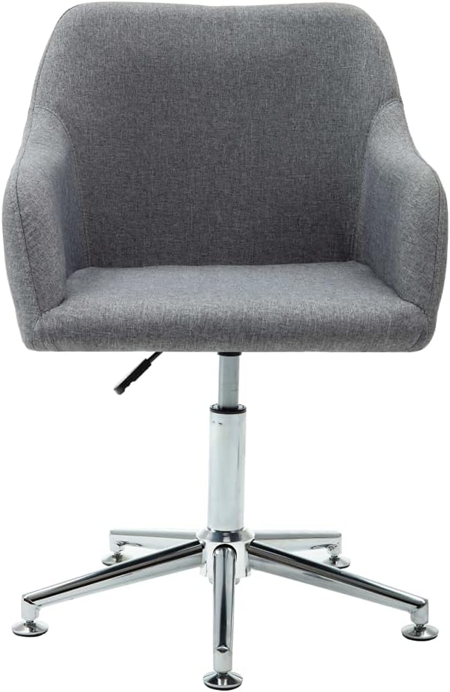 Light Grey Adjustable Swivel Dining Chair with Polyester Fabric Steel Frame for Kitchen Dining Room Office Comfort and Modern Design