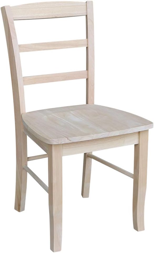 International Concepts Madrid Dining Chairs, Solid Parawood, Unfinished (Set of 2)