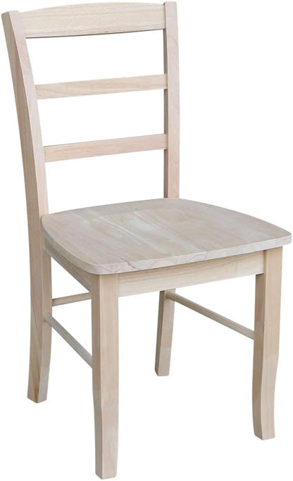 International Concepts Madrid Dining Chairs, Solid Parawood, Unfinished (Set of 2)