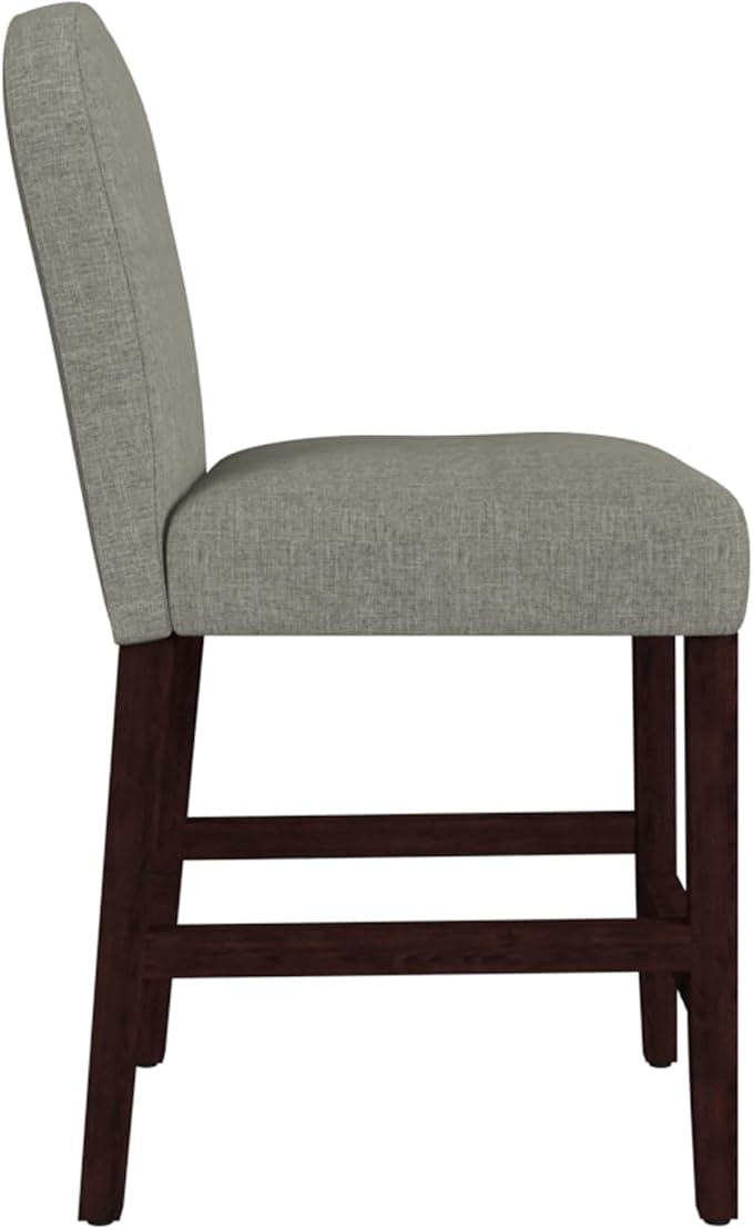 HomePop Home Decor |Rounded Back Upholstered Counterstool | 24 Inch Bar Stools | Decorative Home Furniture, Slate Gray Woven