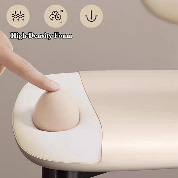 PU Leather Stools Counter Height High Back Wood Legs Kitchen Island Rustic Dining Chairs 200kg Max Load,White-68cm
