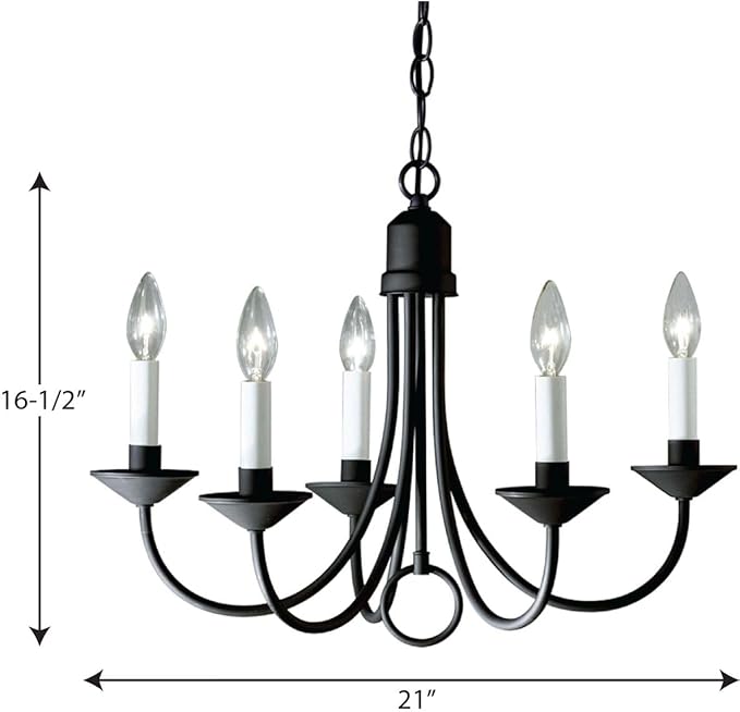 Progress Lighting Five-Light White Candles Traditional Chandelier Light, P4008-31, Textured Black