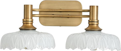Modern 2 Light Bathroom Vanity Lights White Glass Lampshade Wall Sconces for Kitchen Dining Room Bedroom Hallway
