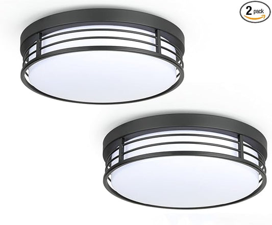 WISBEAM 13 Inch LED Ceiling Lighting Fixture, 23W Black Flush Mount Ceiling Light with 5CCT(2700K/3000K/3500K/4000K/5000K), Dimmable LED Light Ceiling Mount for Kitchen Bathroom Hallway, 2 Packs