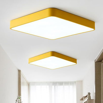 LED Ceiling Light Fixture,20 Inch Modern Square Recessed Ceiling Lights,48W 3000K-6000K Dimmable Light,Yellow Close to Ceiling Lighting Flush Mount for Bedroom Living Room Ceiling Lamp