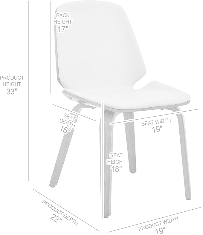 Armen Living Brinley Mid Century Modern Cream Faux Leather and Walnut Wood Dining Room Accent Side Chair for Kitchen Table Desk Vanity