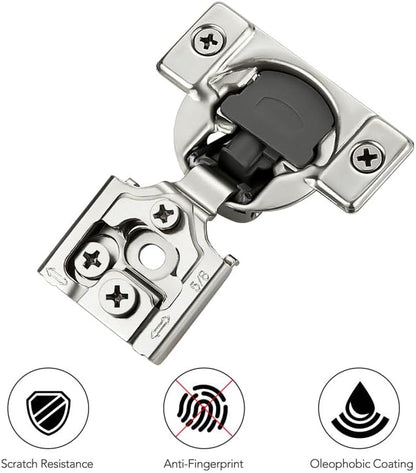 Ravinte 50 Pack 25 Pairs 5/8 inch Overlay Soft Close Hidden Door Hinge for Kitchen Cabinet Stainless Steel Adjustable Satin Nickel Hardware
