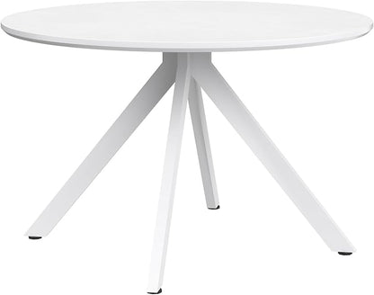 47" Solid Wood Island Table, Rustic Dining Table with X-Shaped Pedestal, Farmhouse Dining Table with Floor-Protecting for Dining Room & Kitchen, White