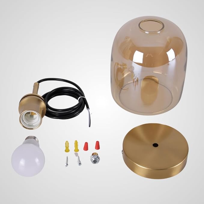 Amber Pendant Lights Kitchen Island - Small Size Hanging Light Fixture - Includes E26 Bulb