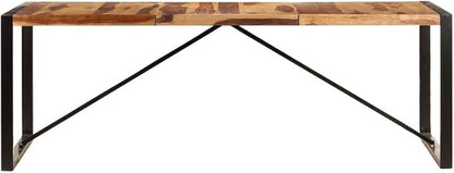 Solid Acacia Wood Dining Table 62.9"x39.4" Rectangular for 8 Seats Rustic Industrial Kitchen & Dining Room Table with Powder-Coated Iron Legs Indoor Use Easy Assembly