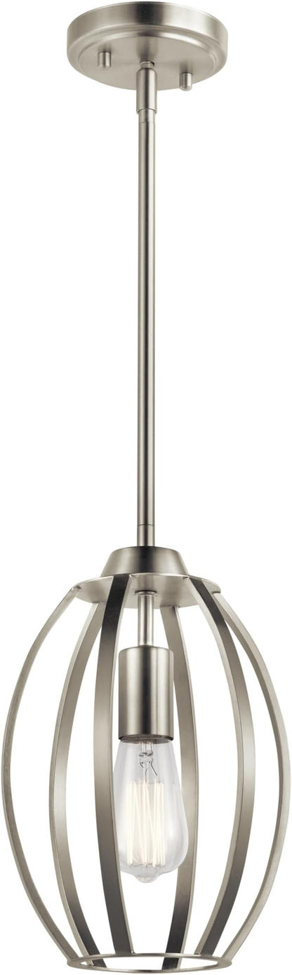 Kichler Tao 12" Kitchen Pendant in Brushed Nickel Finish, (12" H x 8" W), 44054NI