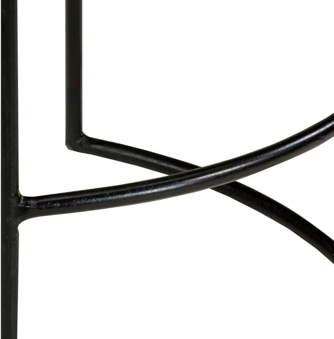 Set of 2 Bar Stools with Acacia Wood Seat and Black Steel Frame for Kitchen Island Dining Room or Patio Bar Area