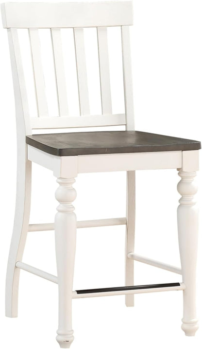 Steve Silver Co Joanna Two Tone Counter Farmhouse Chair, Set of 2 Chairs, 24-Inch Seat Height, Schoolhouse Style, Dining Room, Kitchen, Counter Height, 23.5" D x 20" W x 42" H, White/Ivory, Brown