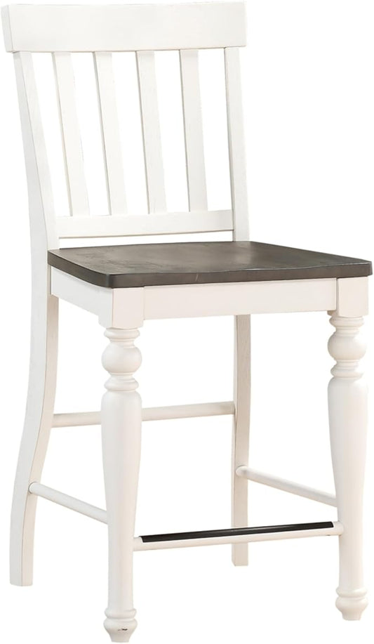 Steve Silver Co Joanna Two Tone Counter Farmhouse Chair, Set of 2 Chairs, 24-Inch Seat Height, Schoolhouse Style, Dining Room, Kitchen, Counter Height, 23.5" D x 20" W x 42" H, White/Ivory, Brown