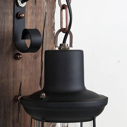 A Million Industrial Wooden Pendant Light, Vintage Retro Hanging Chandelier 6 E26 Bulb Sockets for Farmhouse Kitchen Island Bar Retro Ceiling Light Height Adjustable Fixture