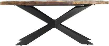 Industrial Reclaimed Wood Dining Table, 70.9x35.4 Inch Kitchen Table with Black Steel Legs, 8-Person Dinner for Dining Room and Bar, Mesas de Comedor