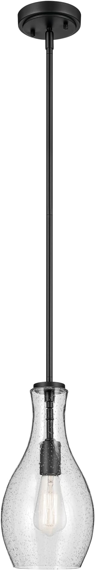 Everly 13.75" 1-Light Bell Pendant with Clear Glass in Black, for a Kitchen Island, Dining Nook, or Home Bar, (13.75" x 7") 42456BK