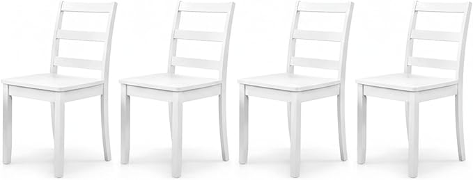 ERGOMASTER Wooden Dining Chairs Set of 4, Farmhouse Armless Wood Kitchen Chair with Back, Side Chairs for Dining Room, White